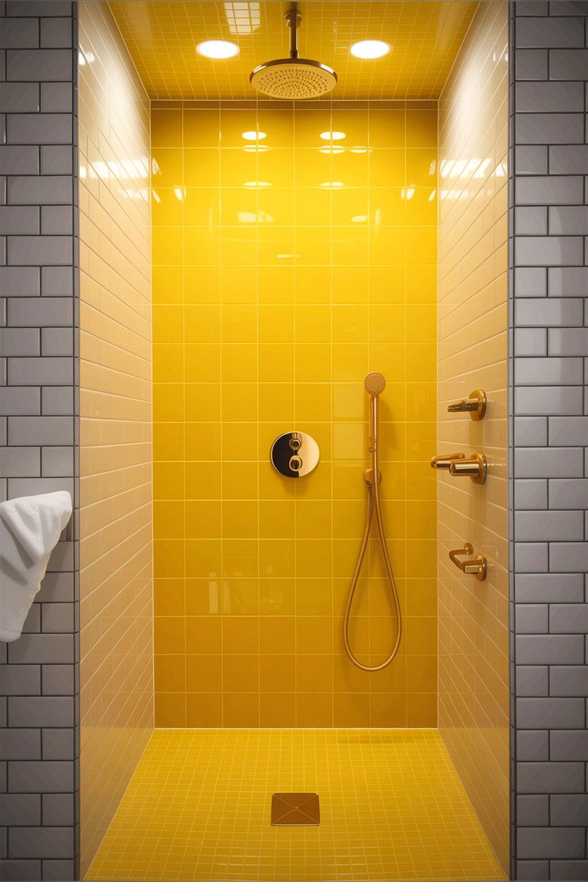 Yellow Light Shower - 30 chromotherapy bathroom ideas