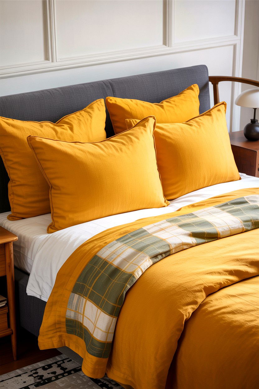 Yellow Mustard Shams - 30 bedroom pillow shams