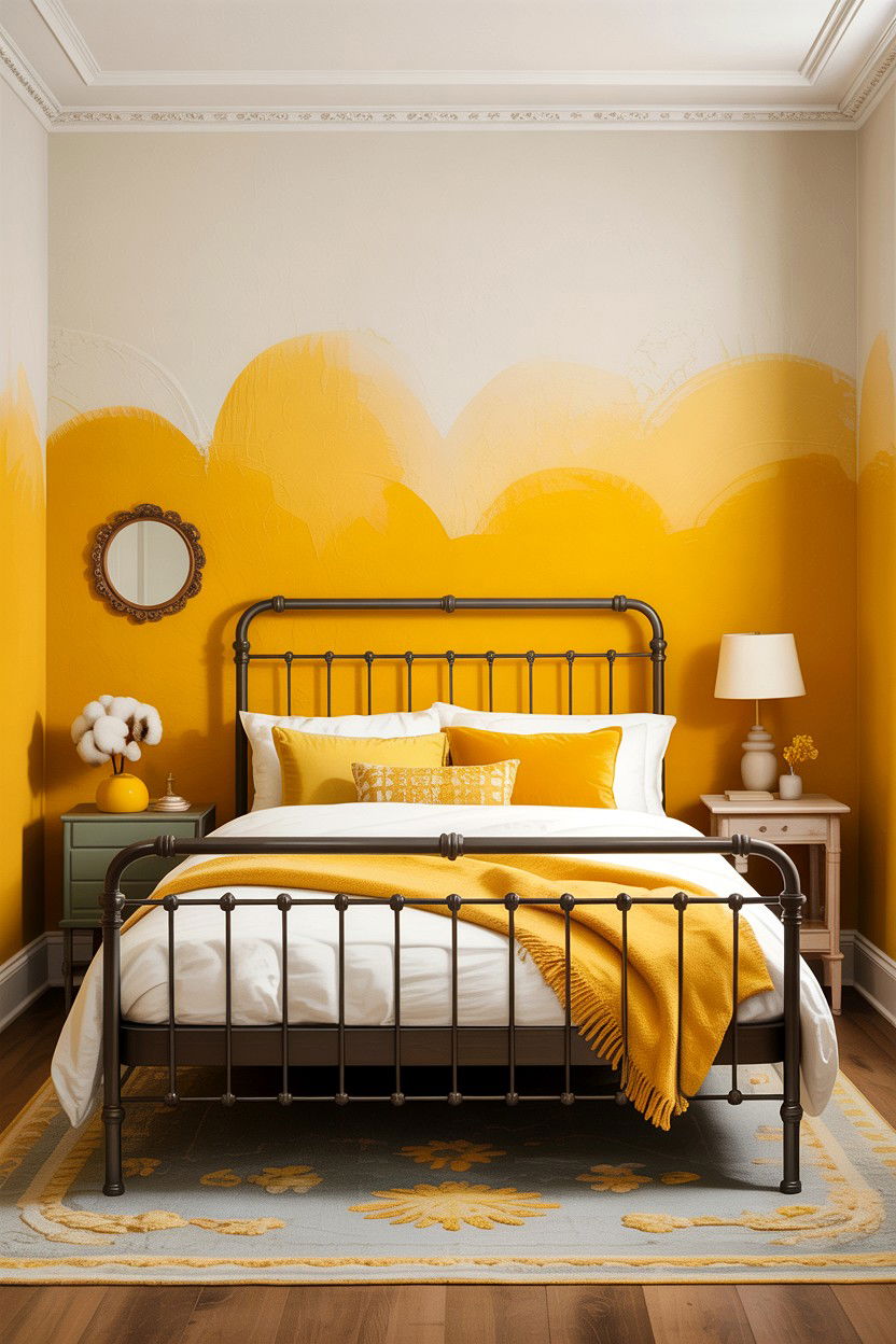 Yellow Ombre Bedroom Wall - 30 bedroom ombre wall ideas