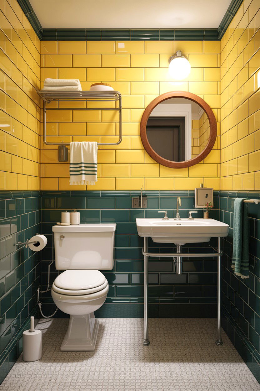 Yellow Subway Tile Dark Grey Grout - 30 contrasting grout bathroom ideas