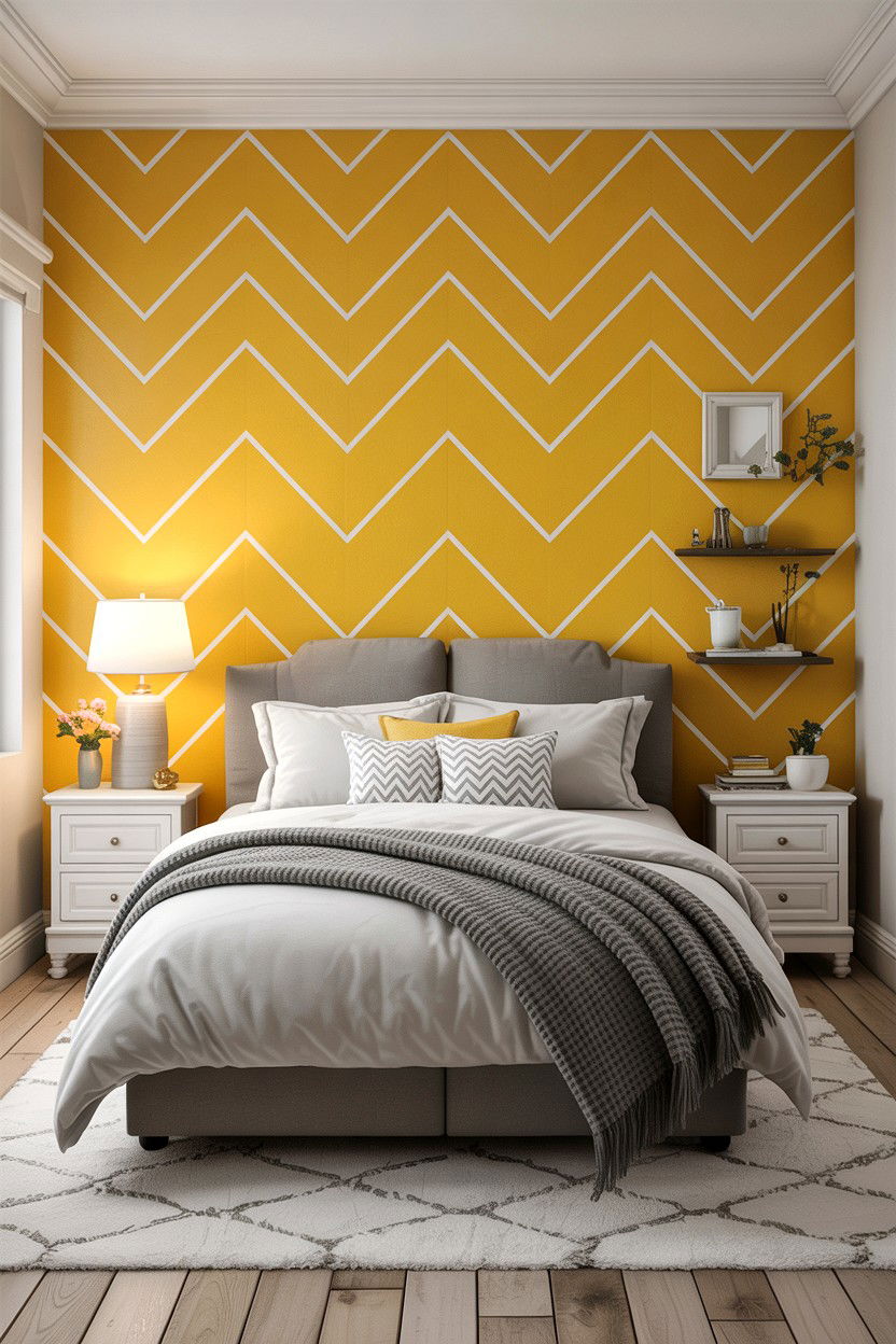 Yellow chevron wall bedroom - 30 bedroom chevron wall ideas