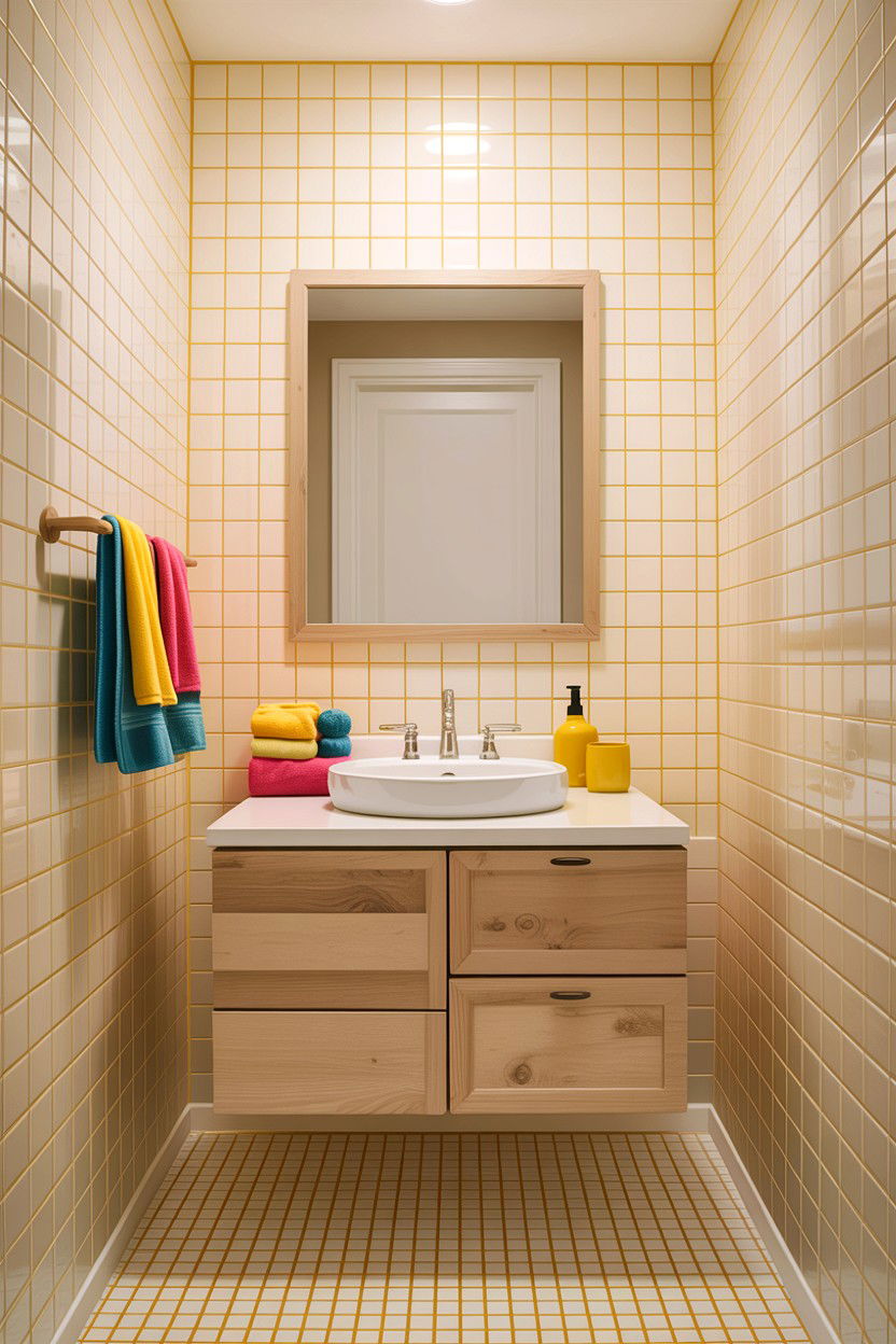 Yellow grout small bathroom - 30 colored grout bathroom ideas