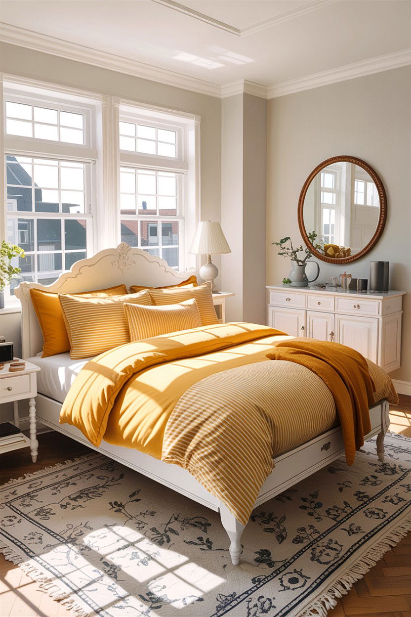 Yellow striped bedding - 30 bedroom striped bedding ideas