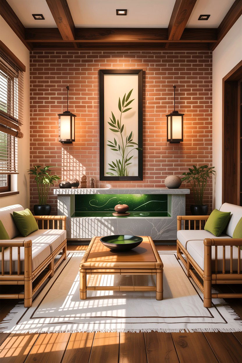 Zen Brick Living Room - 30 exposed brick living room ideas