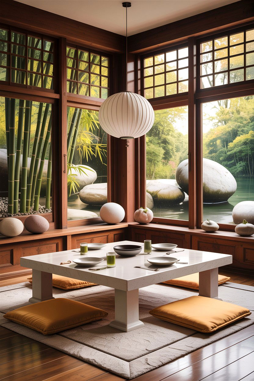 Zen Dining Room - 30 tan and white dining room ideas
