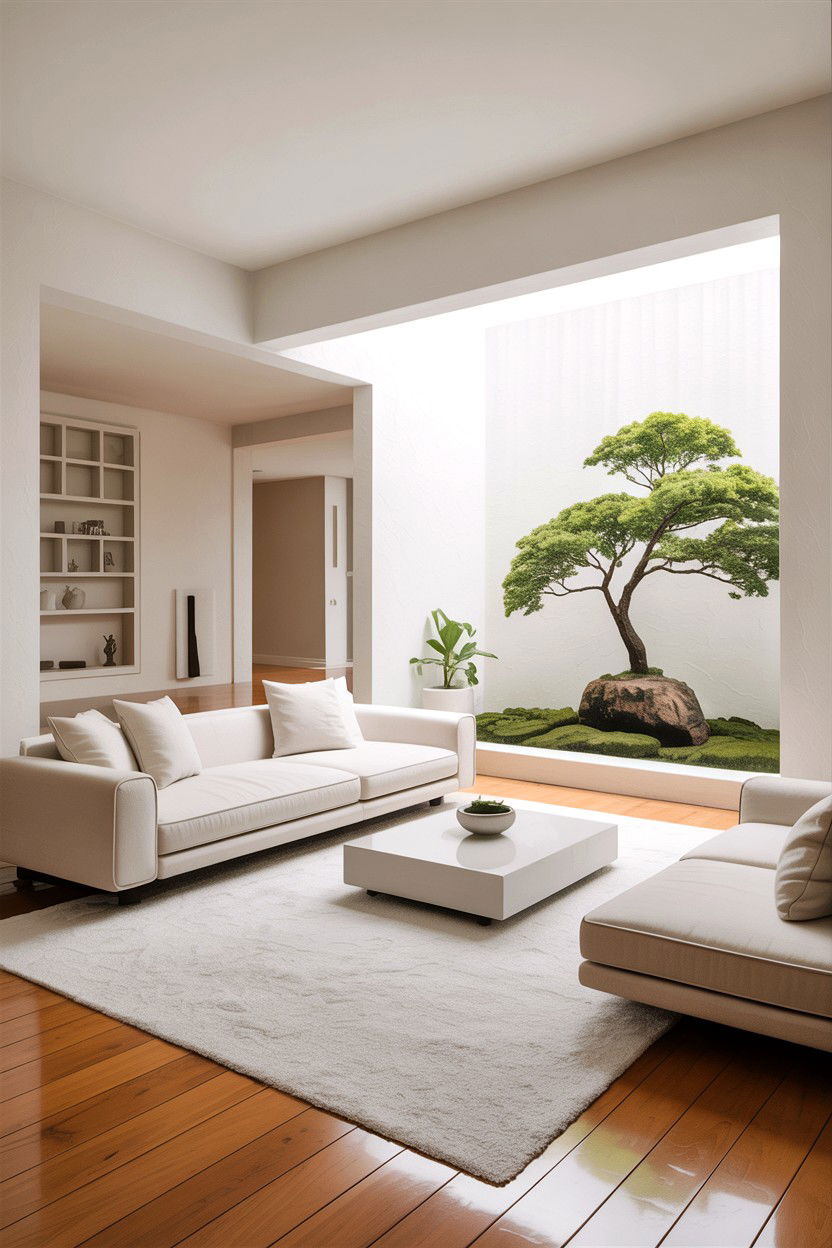 Zen White Living Room - 30 all white living room ideas