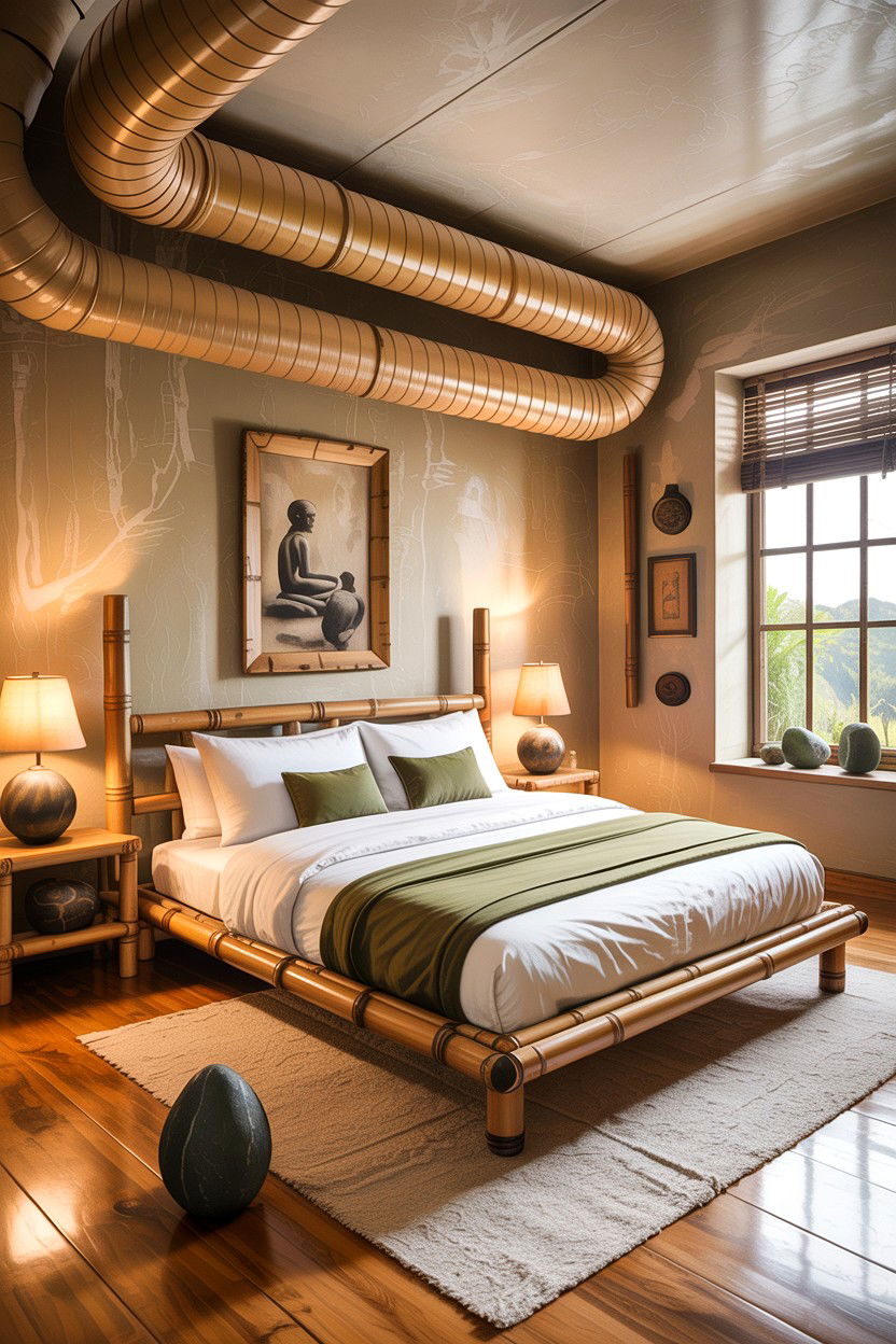 Zen bedroom design - 30 exposed ductwork bedroom ideas