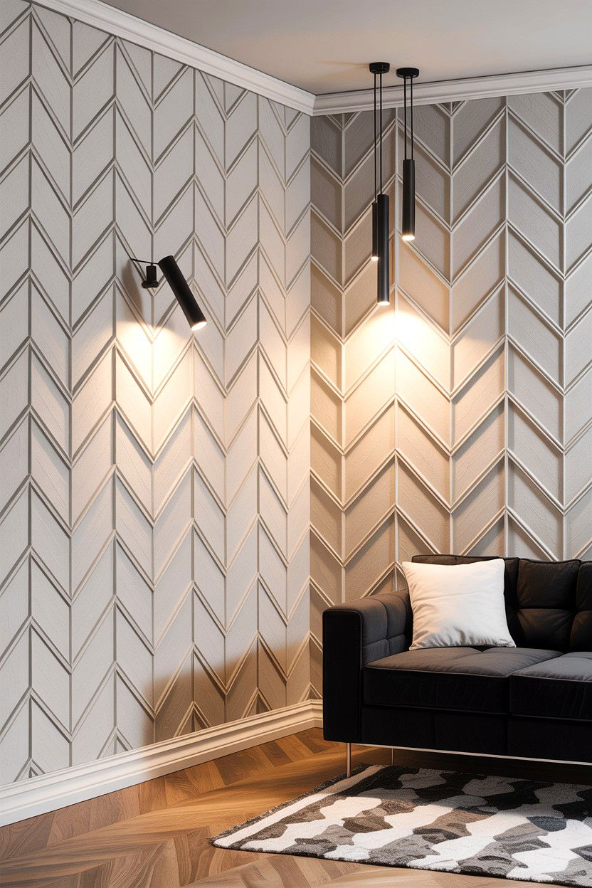 d chevron wall panels - 30 bedroom chevron wall ideas