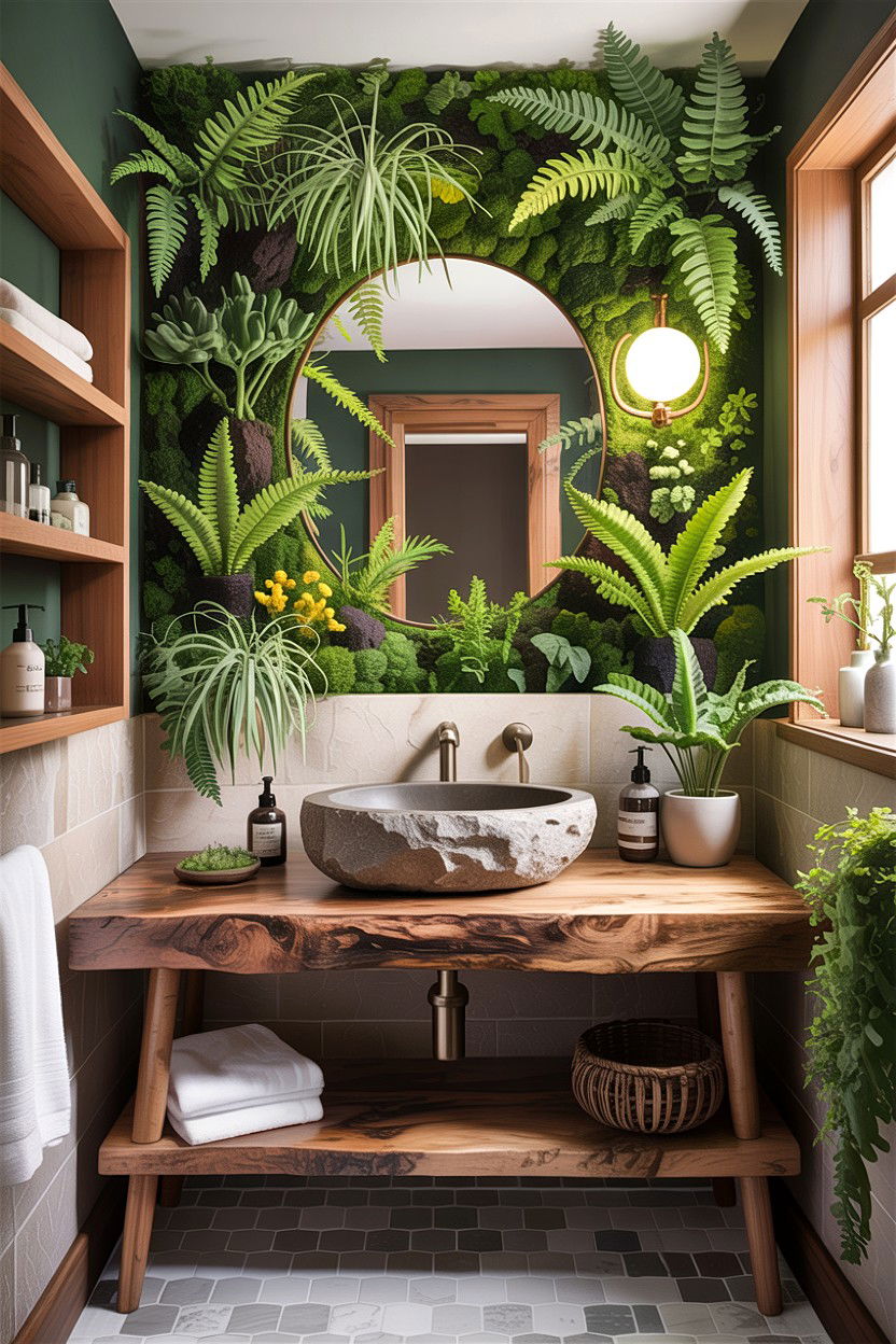s Biophilic Living Wall - 30 bathroom decade style ideas
