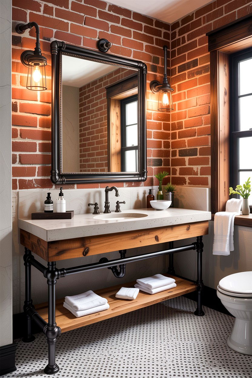 s Industrial Pipe Fixture - 30 bathroom decade style ideas