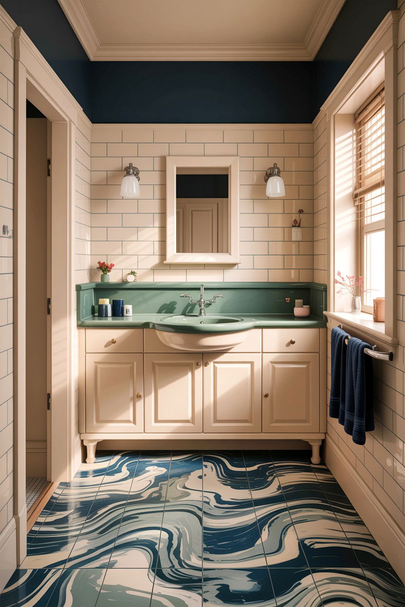 s Linoleum Flooring Bathroom - 30 bathroom decade style ideas