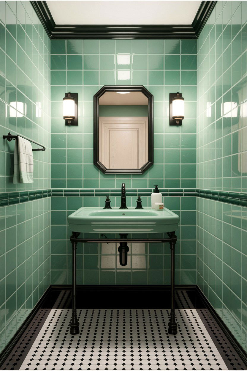 s Mint Green Tile - 30 bathroom decade style ideas