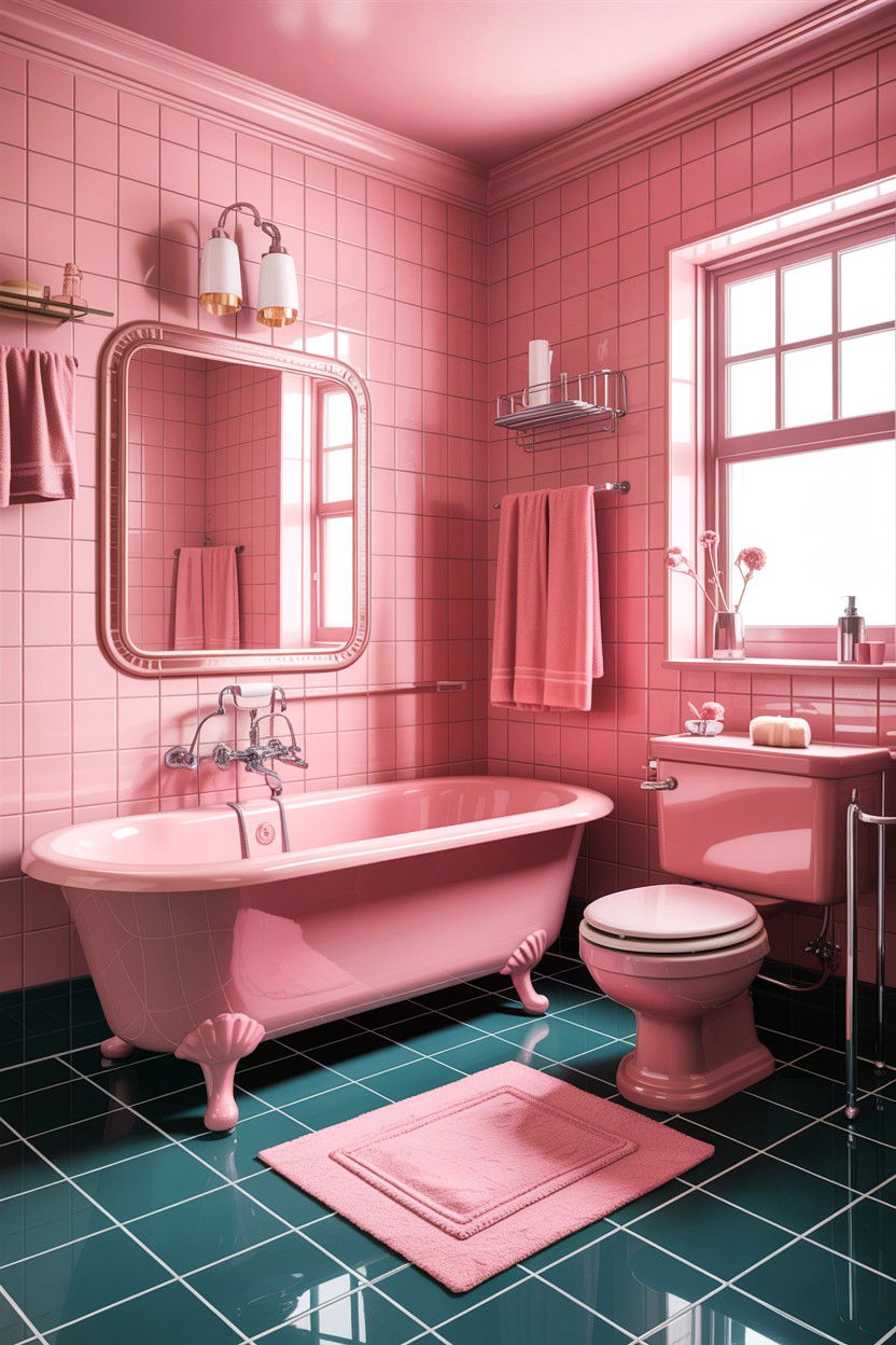 s Pink Bathroom Suite - 30 bathroom decade style ideas